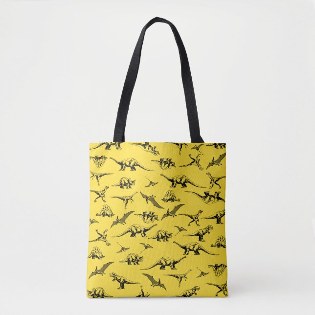 Bolsa Tote Saco Amarelo de Dinossauros (Frente)