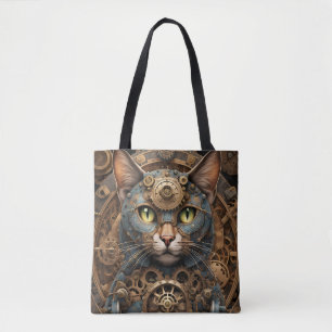 Bolsa Tote saco azul de arte AI de gato galinha