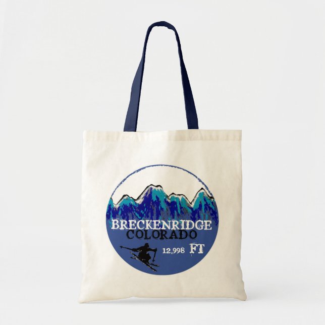 Bolsa Tote Saco azul de esqui reutilizável de Breckenridge Co (Frente)