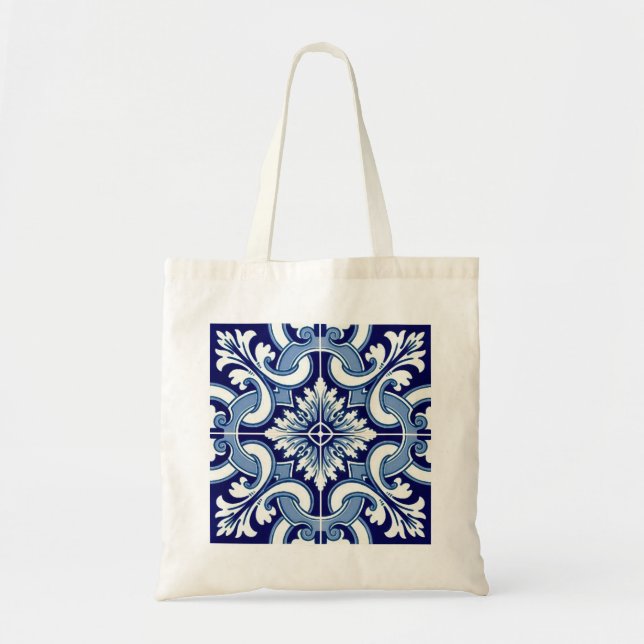 Bolsa Tote Saco azul do azulejo português (Frente)