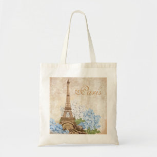 Bolsa Tote Saco azul do Hydrangea do vintage de Paris