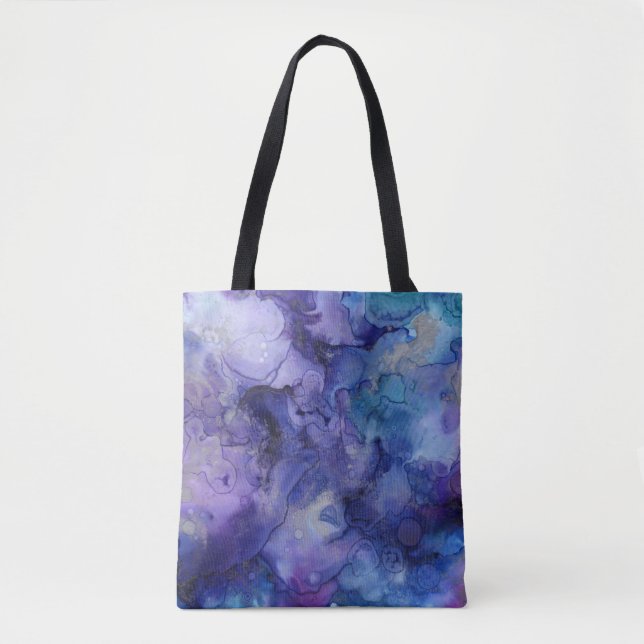 Bolsa Tote saco azul e roxo (Frente)