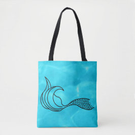 Bolsa Tote Saco azul-turquesa com cauda da sereia