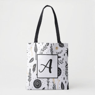 Bolsa Tote Saco Básico de Toques Preto e Branco
