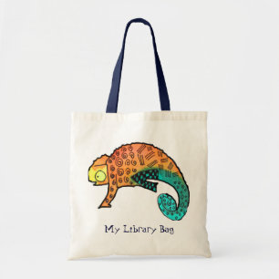 Bolsa Tote Saco bonito da biblioteca dos miúdos do réptil d