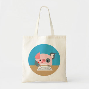 Bolsa Tote Saco bonito do porco da escrita dos desenhos