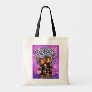 Bolsa Tote Saco bonito do zodíaco dos Gêmeos com meninas