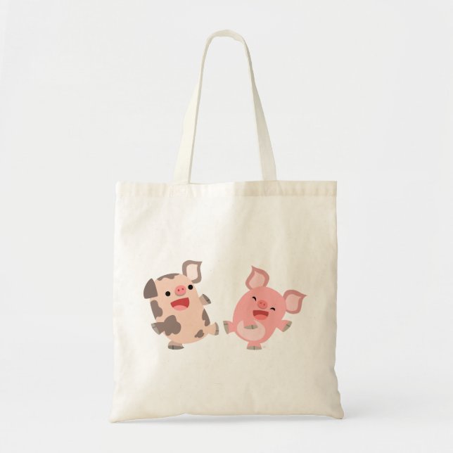 Bolsa Tote Saco bonito dos porcos dos desenhos animados da (Frente)