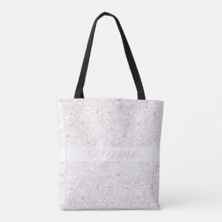 Bolsa Tote Saco Branca Personalizado - Mistura Floral Rosa