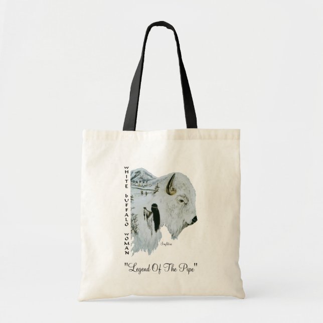 Bolsa Tote Saco branco da mulher do búfalo (Frente)