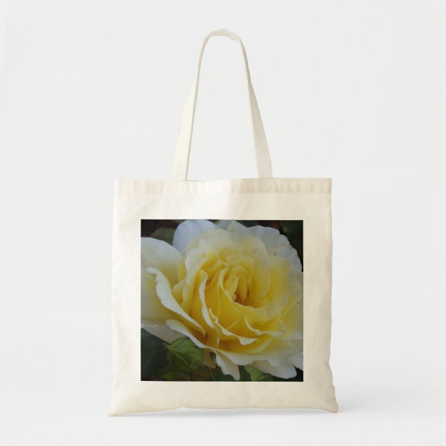 Bolsa Tote Saco branco e amarelo de rosa (Frente)