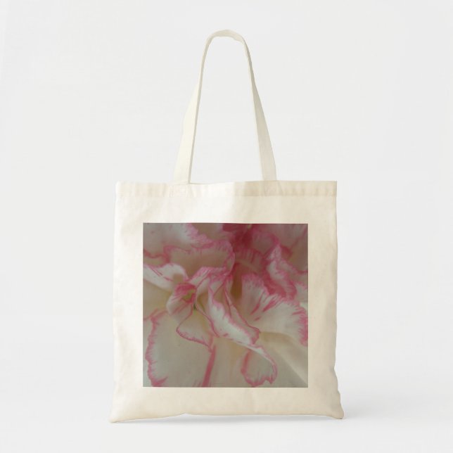 Bolsa Tote Saco branco e cor-de-rosa dos cravos (Frente)