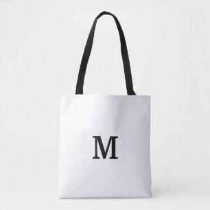 Bolsa Tote Saco branco e preto do monograma para Bridesmaid