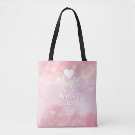 Bolsa Tote Saco branco e rosa macio do Dia de as mães