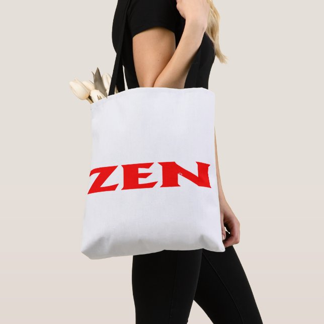 Bolsa Tote Saco branco vermelho Zen (Close Up)