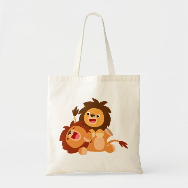 Bolsa Tote Saco brincalhão bonito de dois leões dos desenhos (Frente)