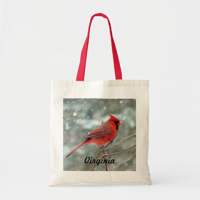 Bolsa Tote Saco cardinal vermelho do pássaro (Frente)