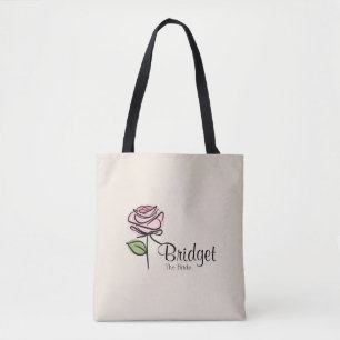 Bolsa Tote Saco Charmoso Rosa para Noiva – Nome Personalizado