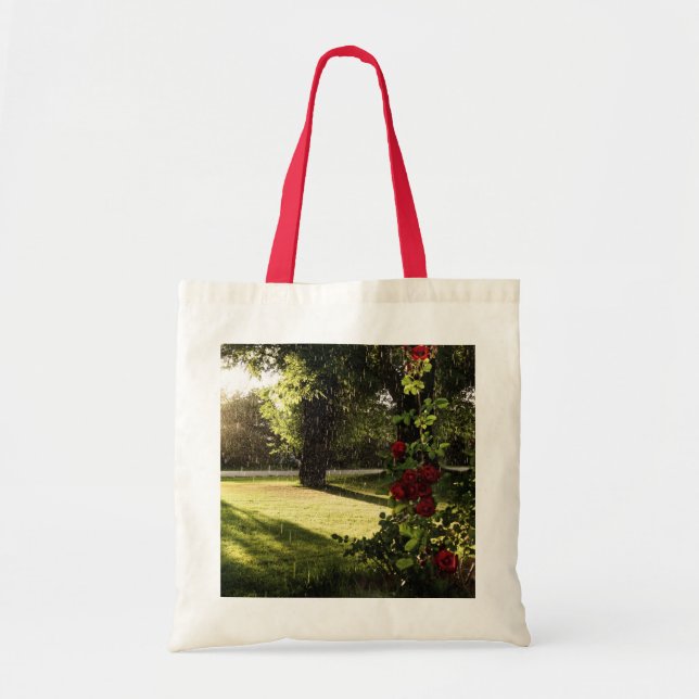 Bolsa Tote Saco chuvoso dos rosas (Frente)