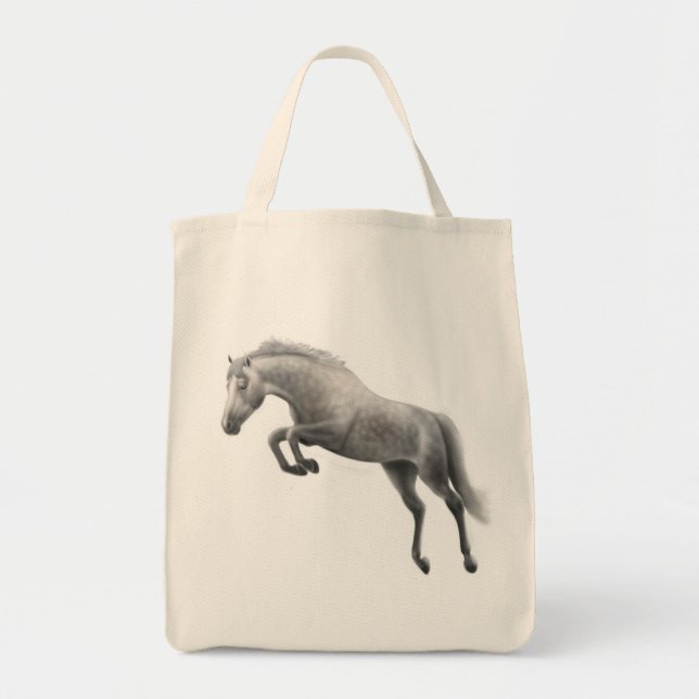 Bolsa Tote Saco cinzento de salto do cavalo (Frente)