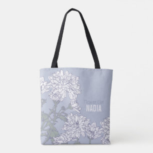Bolsa Tote Saco cinzento do casamento do crisântemo branco d