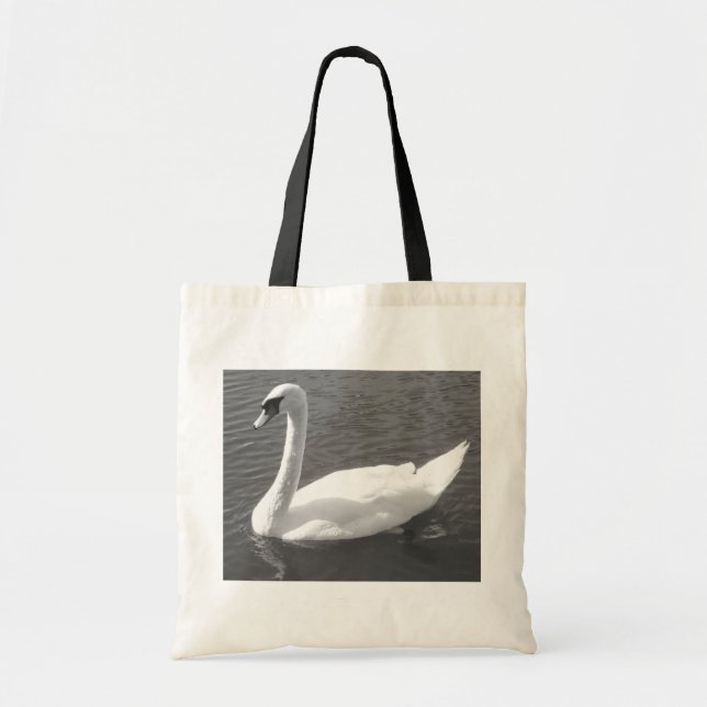 Bolsa Tote Saco - Cisne em preto e branco (Frente)