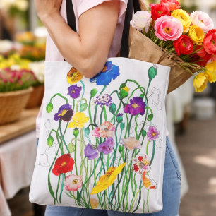 Bolsa Tote Saco colorido alegre moderno selvagem de papoula