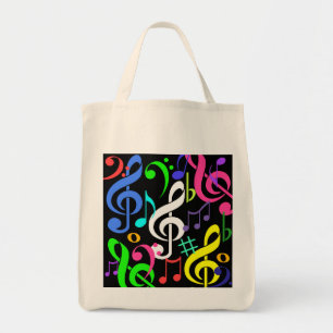 Bolsa Tote Saco colorido das notas musicais