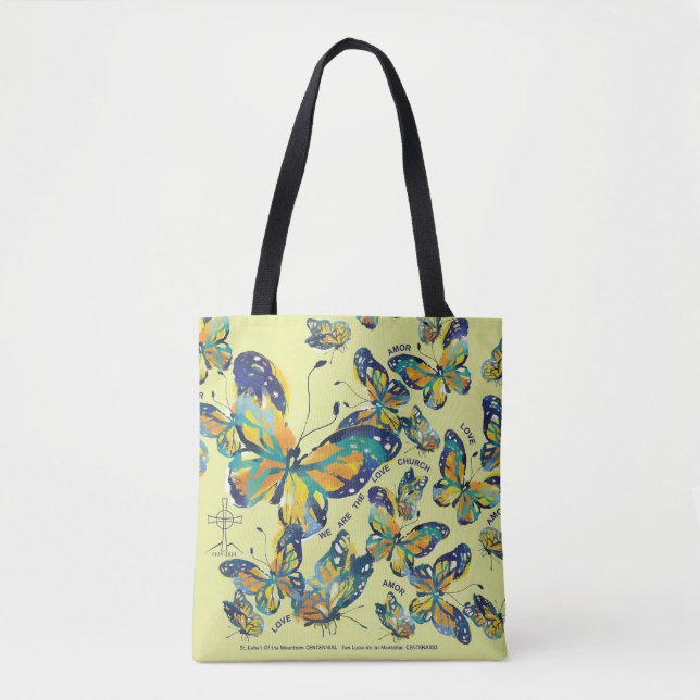 Bolsa Tote Saco com Designs Mariposas e Amor (Frente)