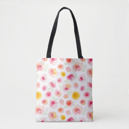 Bolsa Tote Saco cor-de-laranja-rosa, floral, bonito