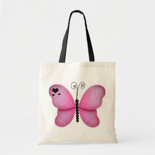 Bolsa Tote Saco cor-de-rosa da borboleta