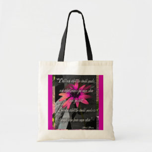 Bolsa Tote Saco cor-de-rosa do girassol, com citações