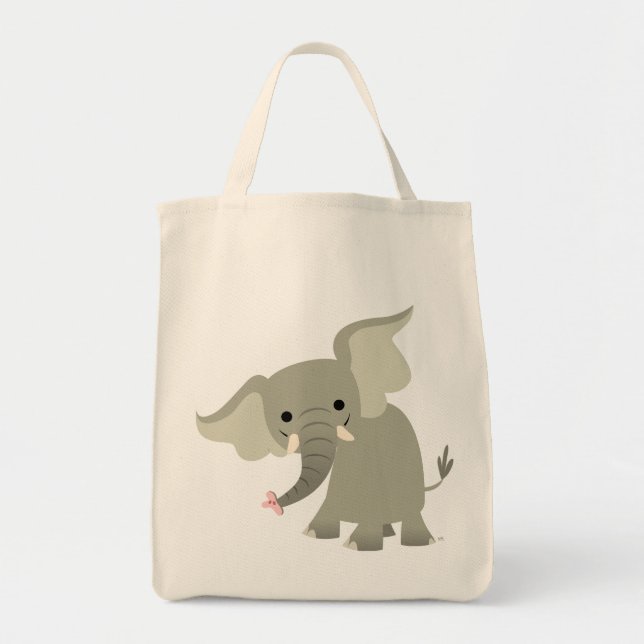 Bolsa Tote Saco curioso do elefante dos desenhos animados (Frente)