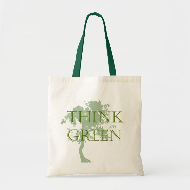 Bolsa Tote Saco da árvore do pense verde (Frente)