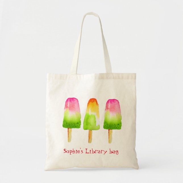 Bolsa Tote Saco da biblioteca de livros de picolé fofo do nom (Frente)