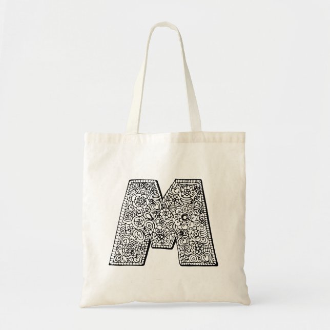 Bolsa Tote Saco da biblioteca Letter M color (Frente)