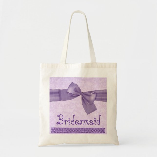 Bolsa Tote Saco da dama de honra - arco Textured roxo (Frente)