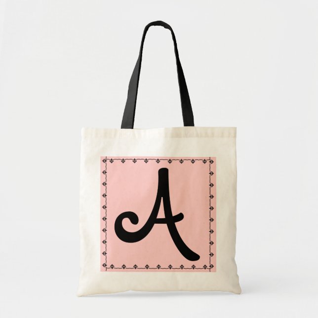 Bolsa Tote Saco da dama de honra - fundo PRETO do ROSA do (Frente)