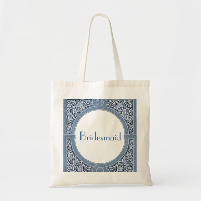 Bolsa Tote Saco da dama de honra - quadro azul do art deco do (Frente)
