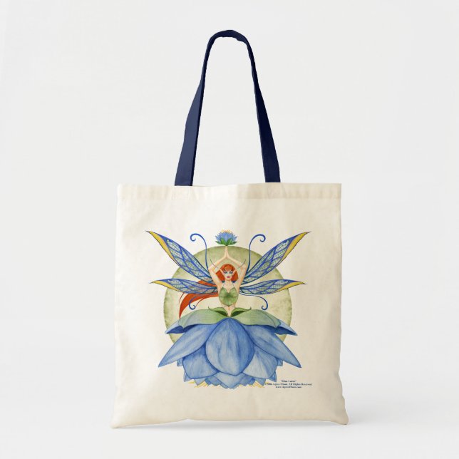 Bolsa Tote Saco da fada de Lotus azul (Frente)
