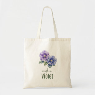 Bolsa Tote Saco da Flor de Nascimento Violeta de Fevereiro Aq