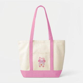 Bolsa Tote Saco da fralda do bebé do elefante cor-de-rosa