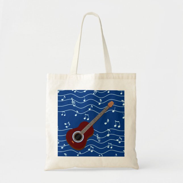 Bolsa Tote saco da guitarra e das notas musicais (Frente)
