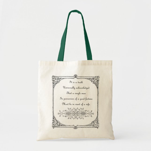 Bolsa Tote Saco da inspiração de Jane Austen (Frente)