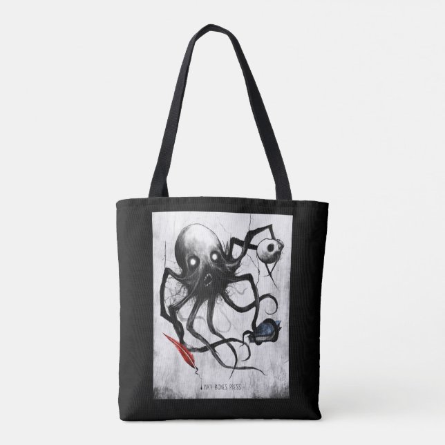 Bolsa Tote Saco da Lula da Black Inky Bones Press (Verso)