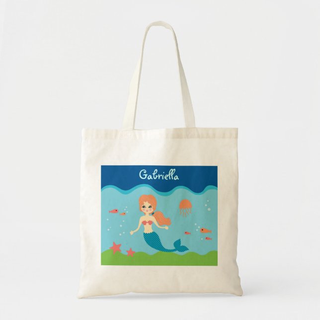 Bolsa Tote Saco da menina da sereia (Frente)
