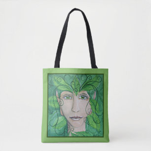 Bolsa Tote Saco da ninfa de madeira com por todo o lado em