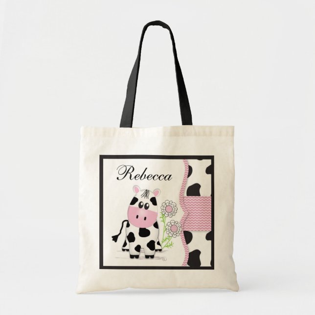 Bolsa Tote Saco da vaca da vaqueira com impressão de Chevron (Frente)