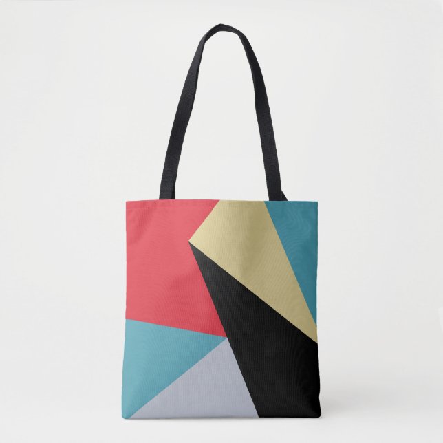 Bolsa Tote Saco de Abstrato moderno colorido geométrico (Frente)