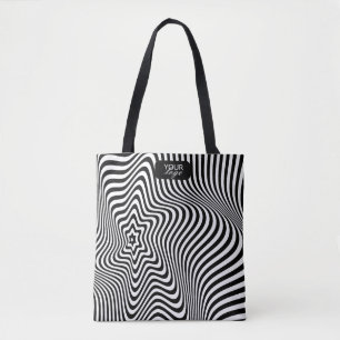 Bolsa Tote Saco de abstrato preto e branco